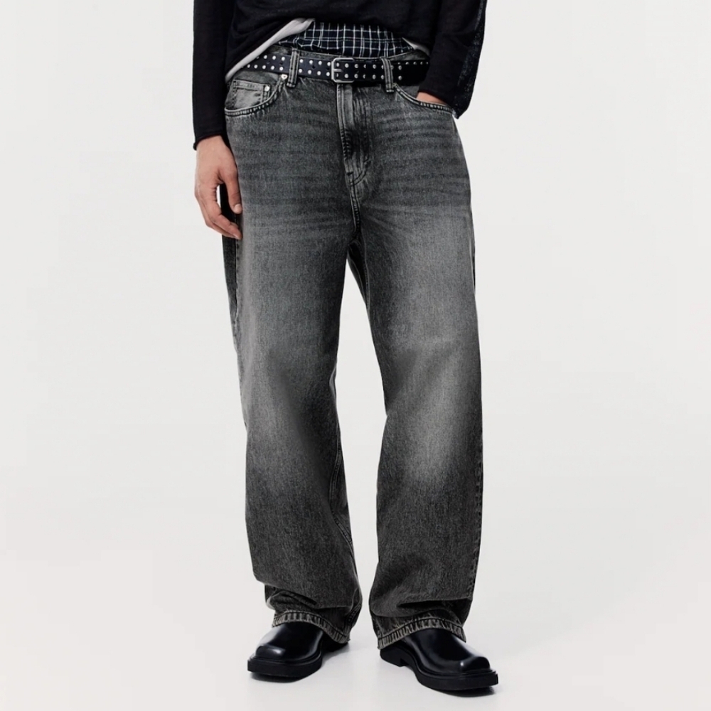 NWT - H&M Men's W34 Dark Grey Denim Baggy Balloon Leg Jeans